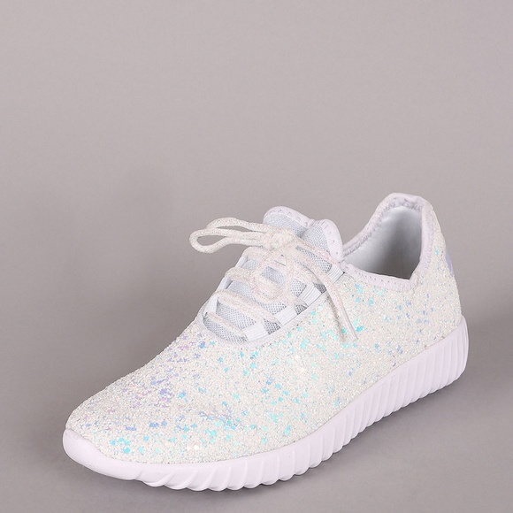 HPπ Holographic Glitter Lace Up Fashion Sneakers - Picture 2 of 6